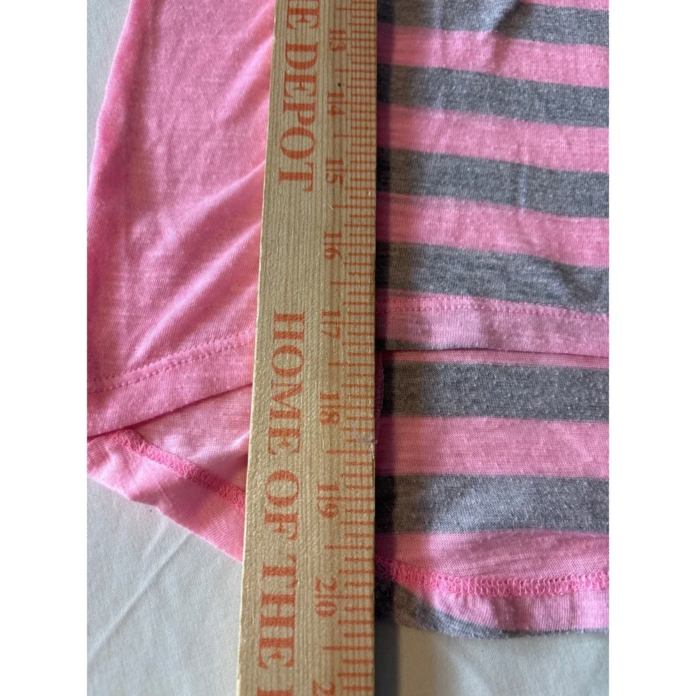 Justice Striped Top Girls Size 8 Pink‎ Gray Excellent High-Low Long Sleeve Shirt
